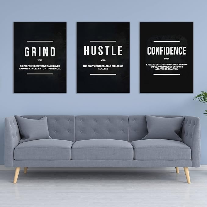 Yetaryy Motivational Poster Inspirational Wall Art 3 Pieces Canvas Painting Lion Artwork for Living Room Office Modern Home Decor Prints Pictures Wall Decor Framed Ready to Hang [48''Wx 24''H]-FlexoryFit