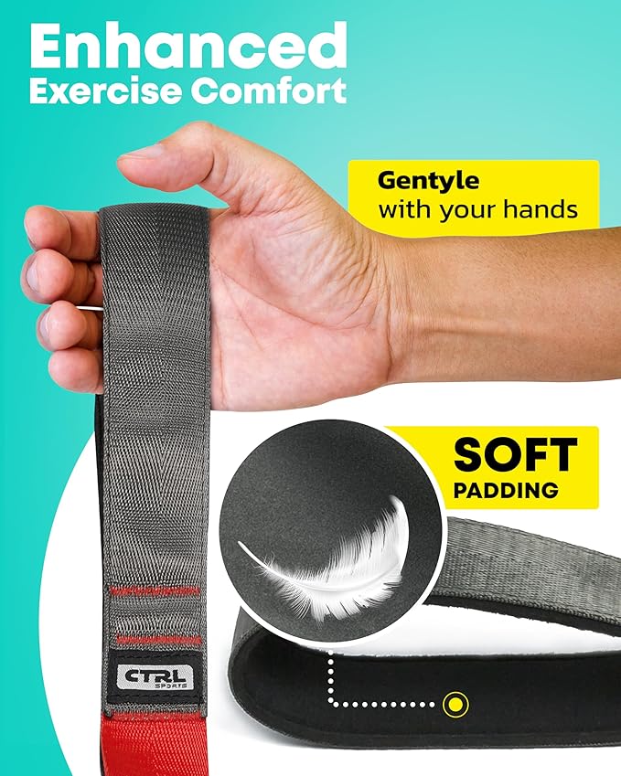 Stretching Strap with Loops - Non Elastic Stretch Band for Physical Therapy, Yoga Strap for Stretching Equipment, Stretch Bands for Exercise and Flexibility - Fascia, Hamstring & Leg Stretcher Belt-FlexoryFit