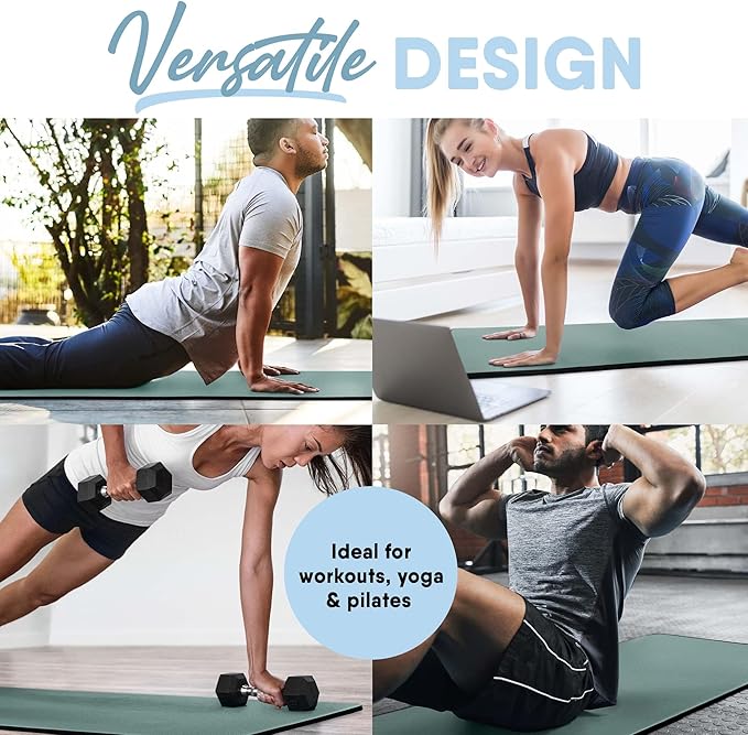 MICRODRY Deluxe Fitness Exercise Yoga Mat for Home & Gym, Extra Thick for High Impact Training, Multi Layered Skid Resistant Surface, Odor Neutralizing with Carrying Strap-FlexoryFit