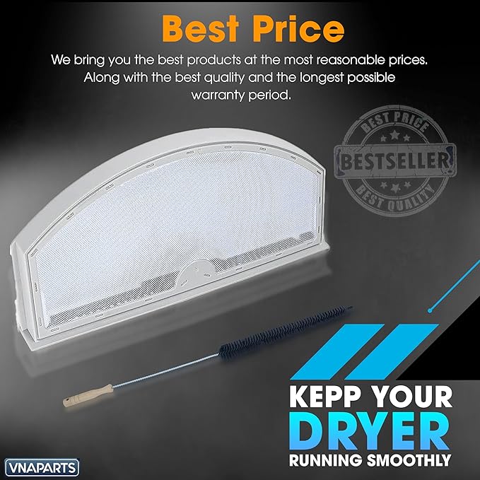 Lint Screen Filter for Hotpoint Dryer HTX21EASK0WW, HTX24EASK0WW, HTX24GASK0WW, HTX24EASK0WS, HTX24GASK0WS with Brush