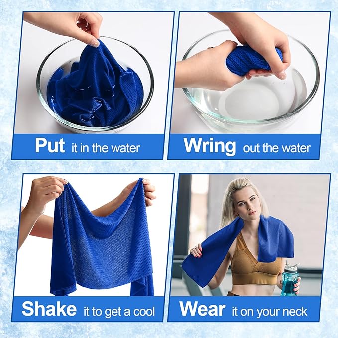 Shellwei 50 Pcs Cooling Towel 40 x 12 Inch Microfiber Workout Towels Breathable Chilly Towel Ice Cool Cold Towels Bulk Fast Drying Absorbent Sweat Rag for Neck Yoga Sports Golf Gym-FlexoryFit