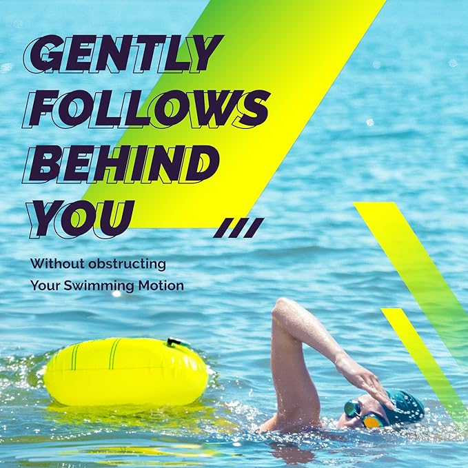 Sunlite Sports Swim Buoy Premium Quality, Highly Visible Waterproof Safety Marine Float Training for Open Water Swimming, for Swimmers, Triatheletes, Kayakers, Snorkelers, Throwable Flotation Device for Adults