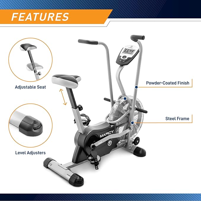 Marcy Air-Resistance Exercise Fan Bike With Dual Acction Handlebars-FlexoryFit