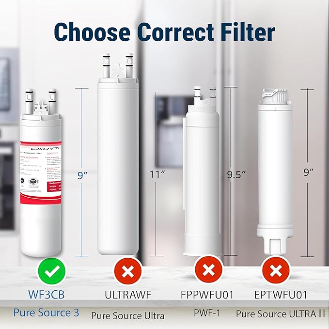 Filter Relacement Compatible With Frigidaire WF3CB, Pure Source 3, WF425, 706465, 242069601, 242086201, 242017800, Height 9 inches (6 Pack)
