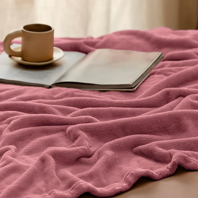Bedsure Fleece Throw Blanket for Couch Rose Pink - Lightweight Plush Fuzzy Cozy Soft Blankets and Throws for Sofa, 50x70 inches