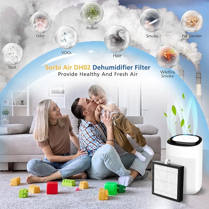 4 Pack DH02 H13 HEPA Replacement Filter Compatible with Tenergy Sorbi DH02 2 in 1 Dehumidifier(1000ML)/Air Purifier, Afloia AQ8 Q8/ Honati/Hysure Q7 Air Purifier