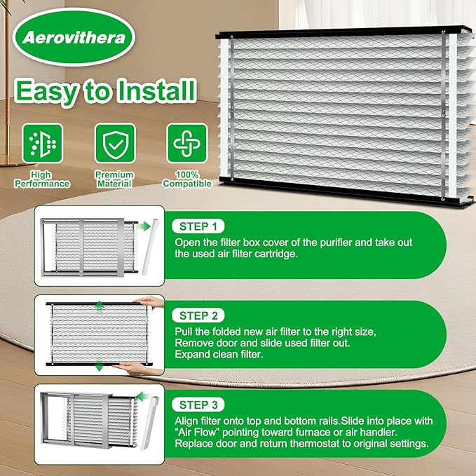2-Pack 313 Air Filter Replacement Compatible with AprilAire Whole House Air Purifiers,Models 1310, 2310, 3310, 4300, MERV 13 20x20x4 Pleated HVAC AC Furnace Filter