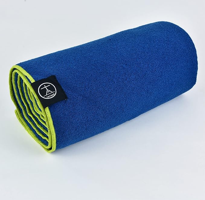 Tatago Hot Yoga Mat Towel Non Slip for Hot Yoga (72-84 inch Mats) Our Hot Yoga Towel Non Slip Silicone Dabs & Absorbent Microfiber Blend Gives You More Grip As You Drip! (Azuloro, XL - 84")-FlexoryFit