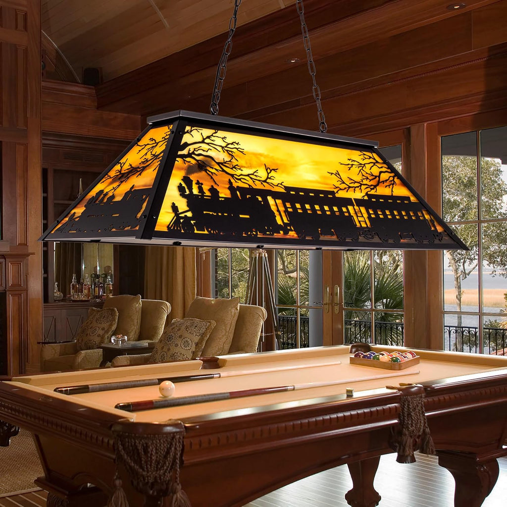 TOCHIC 3 Light Pool Table Light, Vintage Train Billiard Light Retro Kitchen Island Pendant, Adjustable Hanging Pool Table Lights Fixture for Game Rooms, Snooker Table, Cabin, Men Cave, Dining Room