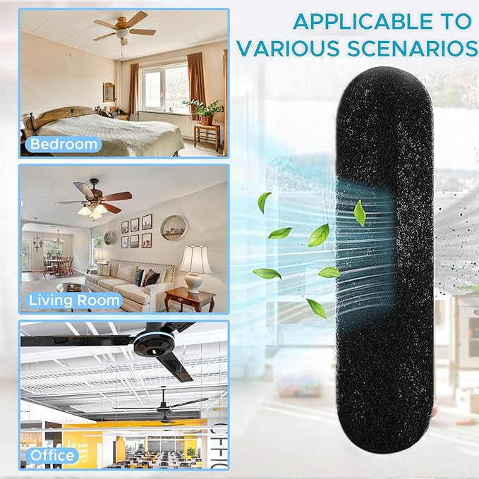 Ceiling Fan Air Filter -10 Pack Activated Coconut Shell Carbon Unscented Air Purifier Universal Rounded Rectangle Easy-Stick Ceiling Fan Blade Filters for Home Living Room Bedroom Office