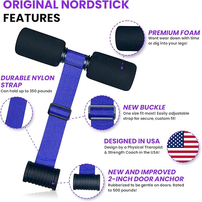 NordStick Nordic Hamstring Curl Strap - Original Nord Stick Exercise Set for Home and Travel - 5 Second Set Up-FlexoryFit