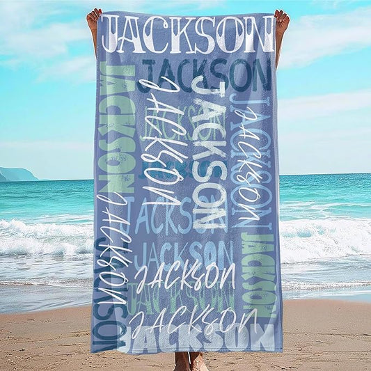 JML Personalized Beach Towel with Name, Custom Beach Towel with Name, Customized Microfiber Pool Towel, Quick Dry & Absorbent Swim Towel for Adult,Anniversary, Birthday, Summer Holiday,Vacation-FlexoryFit