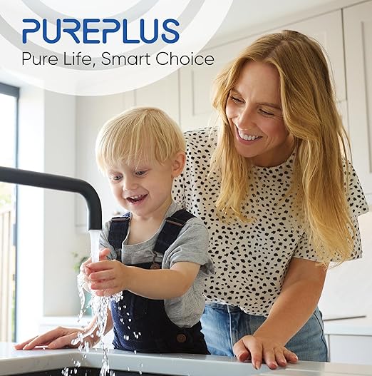 PUREPLUS 2-Stage Whole House Water Filtration System, 10" Universal Clear Housing, with Sediment & Iron Reduce, Carbon Filter, Reduce Iron, Chlorine, Taste, Includes Pressure Gauges, 1" Inlet/Outlet
