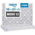 Aerostar 19 7/8x21 1/2x1 MERV 13 Pleated Air Filter, AC Furnace Air Filter, 4 Pack (Actual Size: 19 7/8" x 21 1/2" x 3/4")