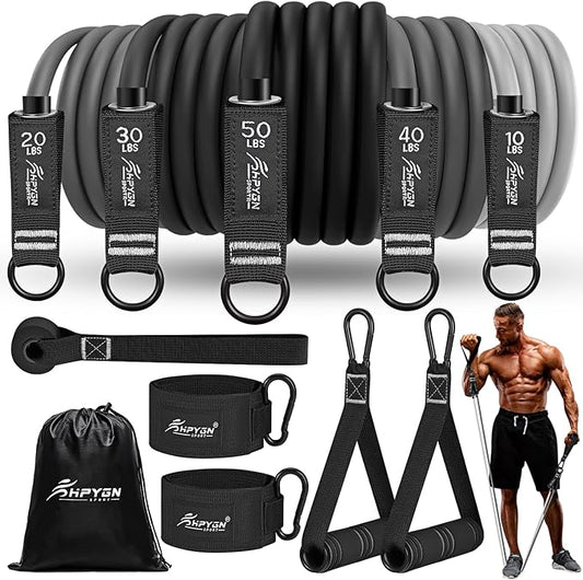 HPYGN Resistance Bands, Exercise Bands for Working Out, Workout Bands Men, Fitness Band with Handle, Door Anchor, Home Gym Equipment for Musle Training, Physical Therapy, Strength Training, Shape Body-FlexoryFit