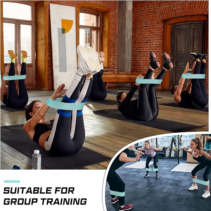 12 Pcs Fabric Resistance Bands for Working Out Booty Workout Stretch Exercise Bands Non Slip for Legs Squat Resistance Loop for Women Men Starter Butt Hip Thigh Fitness-FlexoryFit