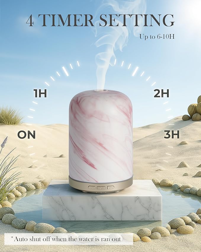 Essential Oil Diffuser – Ultrasonic Aromatherapy Diffuser, Health Night Light, Timer & Auto Shut-Off, BPA-Free, 120ml Oil Diffuser for Home, Office, or Spa