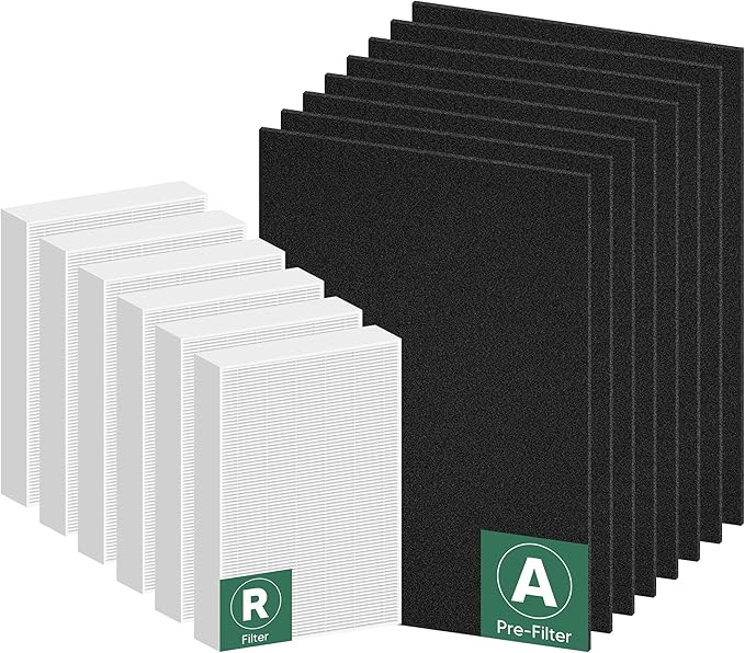 Improvedhand HPA300 Filter Replacement for Honey-Well & Replacement Filter R Compatible with HPA300 HPA304 HPA5300 HPA8350 HPA300VP (6 True H13 Filters & 8 Pre-Cut Activated Carbon Pre Filters)