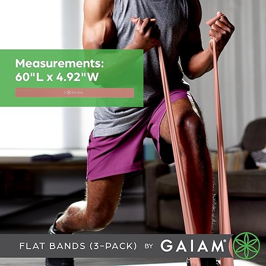 Gaiam Restore Strength and Flexibility Resistance Band Kit Set - 3 Levels of Resistance - Strength Training Workout Bands for Stretching Muscles - Versatile Exercise Tool - Light, Medium, and Heavy-FlexoryFit
