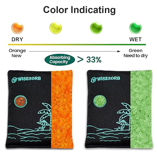 6 x 500 Gram Rechargeable Silica Gel Desiccant Packs, Microwave Reactivated Moisture Absorbers, Color Indicating Reusable Dehumidifier for Car, Closet, Basement, Garage