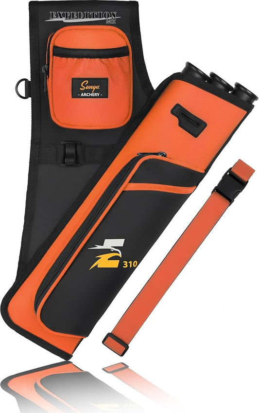 SUNYA Archery Hip Quiver for Arrows. Includes 3 Tubes Arrow Holder, Accessories Pockets and Waist Belt. Fit for Compound and Recurve Bow Practice.