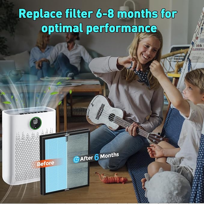 Replacement Filter Compatible with ECOSELF HAP603 Air Puri-Fier, 2-in-1 H13 Grade Filter with Active Carbon, 2 Pack HAP603 Filter, Blue
