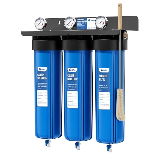 WF3-01 PRO 3-Stage Whole House Water Filtration System, Big Blue 20" x 5.5" by HQUA