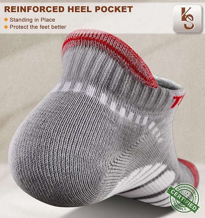 KEMISANT Men Running Socks,Active Ankle Socks No show Cushioned Footbed Arch Support-FlexoryFit