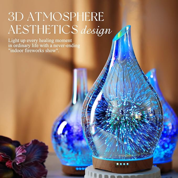 Porseme 280ml Essential Oil Diffuser, Aroma Ultrasonic Humidifier with Remote Control, BPA Free, Auto Shut-Off, Timer Setting