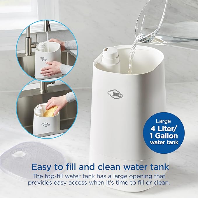 Clorox Air Humidifier for BedRoom with UV LED Light to Reduce Germs and Bacteria, Whisper Quiet, 4L Water Tank for up to 40 Hours of Continuous Steam, Ultra Clean Cool Mist, White (11080)