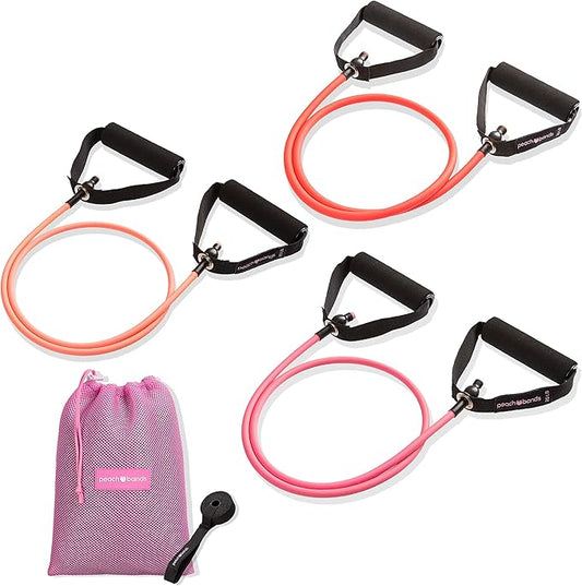 Peach Bands Resistance Tube Bands Set - Exercise Bands with Handles, Door Anchor and Workout Guide-FlexoryFit