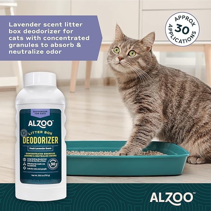 Cat Litter Deodorizer, Concentrated Granules Absorb & Help Neutralize Odors, Mineral-Based Active Ingredients, Up To 30 Uses, Fresh Lavender Scent, 26.6 Oz.