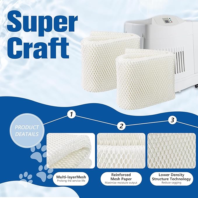 Funmit MAF1 Super Humidifier Wick Filter (4 Pack) Replacement for Air-Care MA1200, MA1201, MA0950 and Kenmore 14906, 14410, 14411, 15412, 29979, 29980, 29981, 29982 Humidifiers