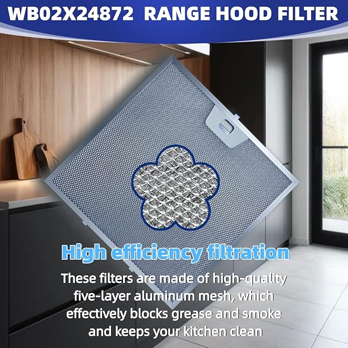 WB02X24872 Range Hood Grease Filter 11-7/8''x11-7/8'' 2pack For GE JVW5301BJ1TS JVW5301SJ1SS JVW5301FJ1D JVW5301EJ1ES JVW5301EJ2ES hood vent filter replacement