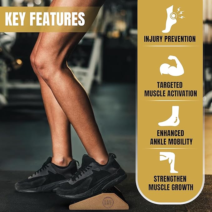 Squat Wedge Blocks - Pack of 2 Non-Slip Slant Board for Legs, Ankle, Calf Stretching - Squat Ramps for Lower Body Strength, Heel Elevation, Planks, Yoga with Bag & 30 Day Squat Challenge Chart-FlexoryFit