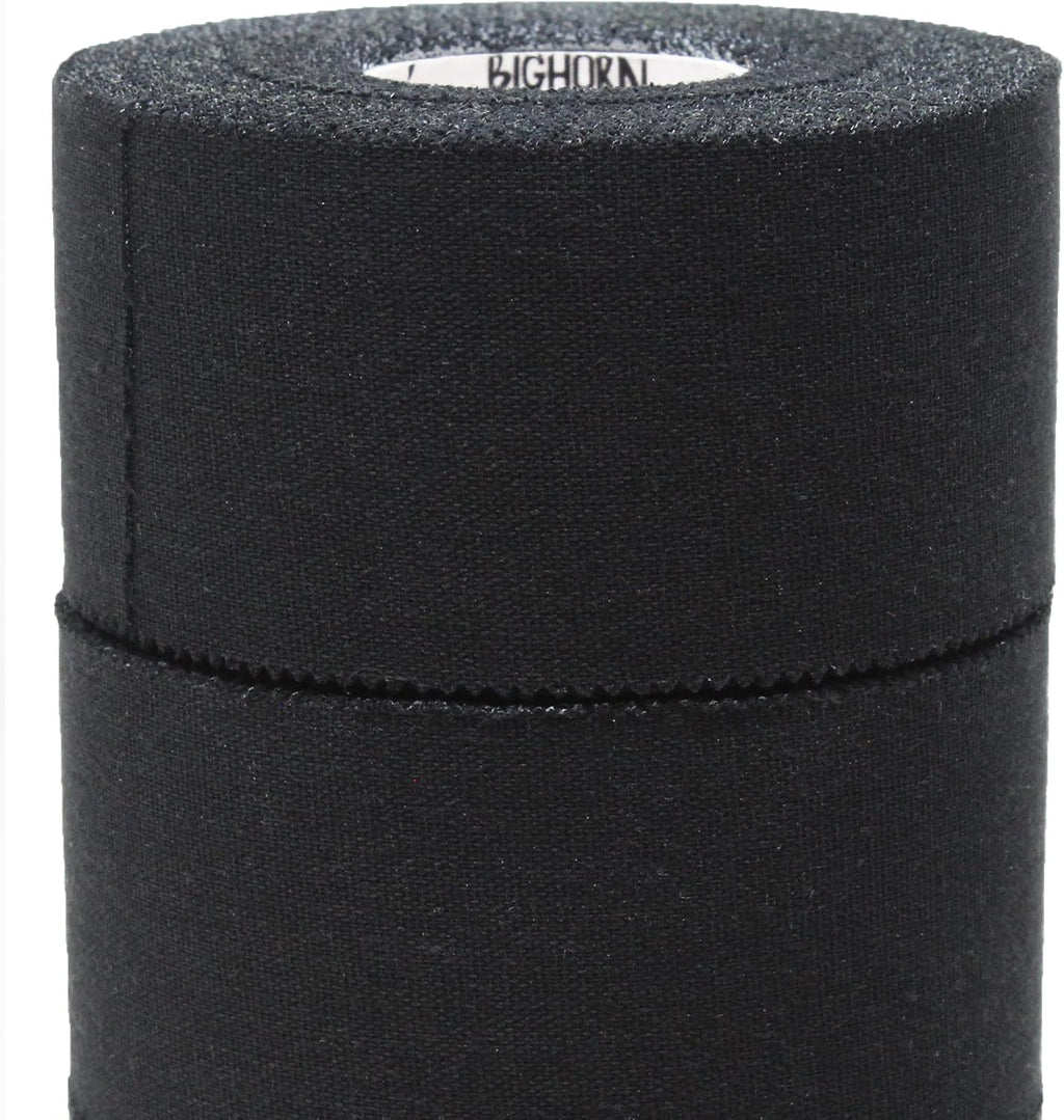 Bighorn Athletics Sports Tape | EZ-Tear Black Athletic Tape for Wrist, Ankle & Foot Support | Zinc Oxide Infused & Latex-Free Adhesive, Breathable Cotton Fabric, 1.5-Inch x 45-Feet, 4 Rolls, Black
