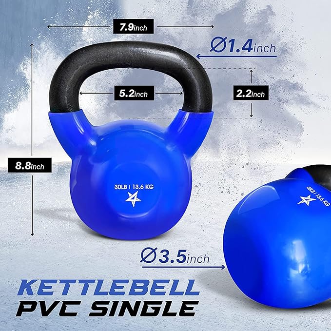 Yes4All 5-100 LB Kettlebells Vinyl Coated Cast Iron for Dumbbell Weights Exercises, Gym, Fitness, Full Body Workout Equipment Push up, Grip and Strength Training-FlexoryFit