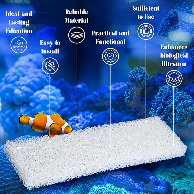 Nosiny 20 Pcs Filter Foam Pad Compatible with Fluval U3 Underwater Sponge Aquarium Underwater Filter Accessories Compatible for Aquarium, Fish Tank