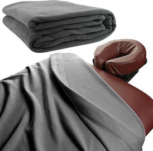 NRG Polar Fleece Blankets Fleece Massage Table Blanket - 60" x 86" - Grey - Ultra Soft, Warm & Comfortable - Lightweight Blanket Perfect for Most Massage Tables - Machine Washable
