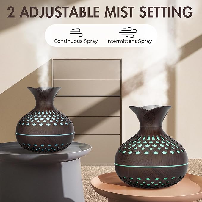 Mini Humidifier for Desk Bedroom Indoor Plant, 300ml Aromatherapy Diffuser Humidifier for Office Small Room, Quiet Colorful Night Light, Essential Oil Diffuser