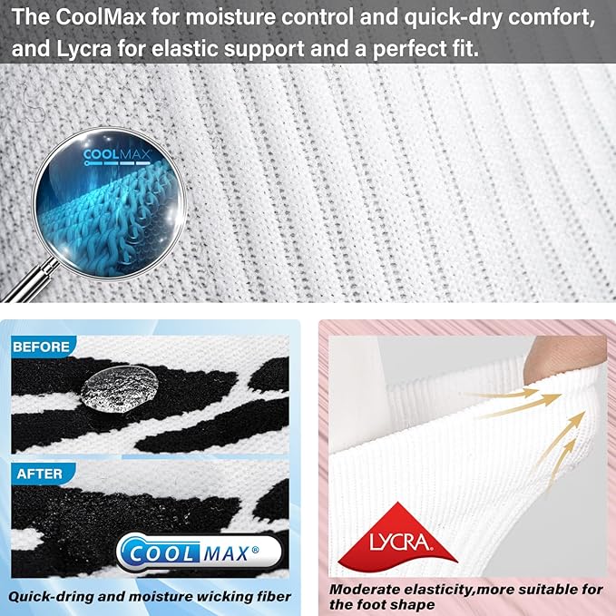 Hylaea Quarter Athletic Running Socks No Blister, Cushion Moisture Wicking Socks for Cycling Sport-FlexoryFit
