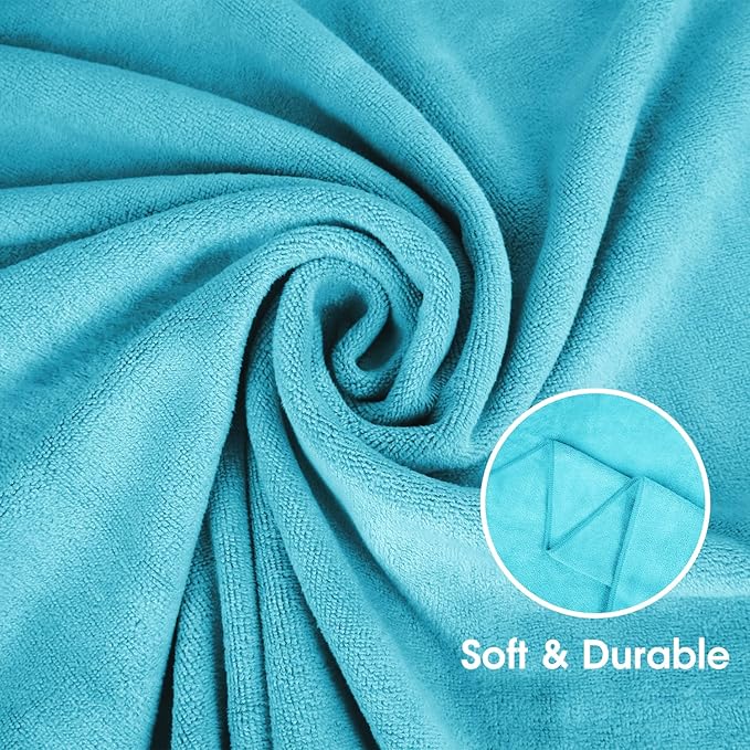 JML Microfiber Towels, Large Bath Towel Set 6 Pack, 27" x 55" - Extra Absorbent, Fast Drying, Multipurpose for Swimming, Fitness, Sport, Yoga, Purple/Grey/Light Blue-FlexoryFit