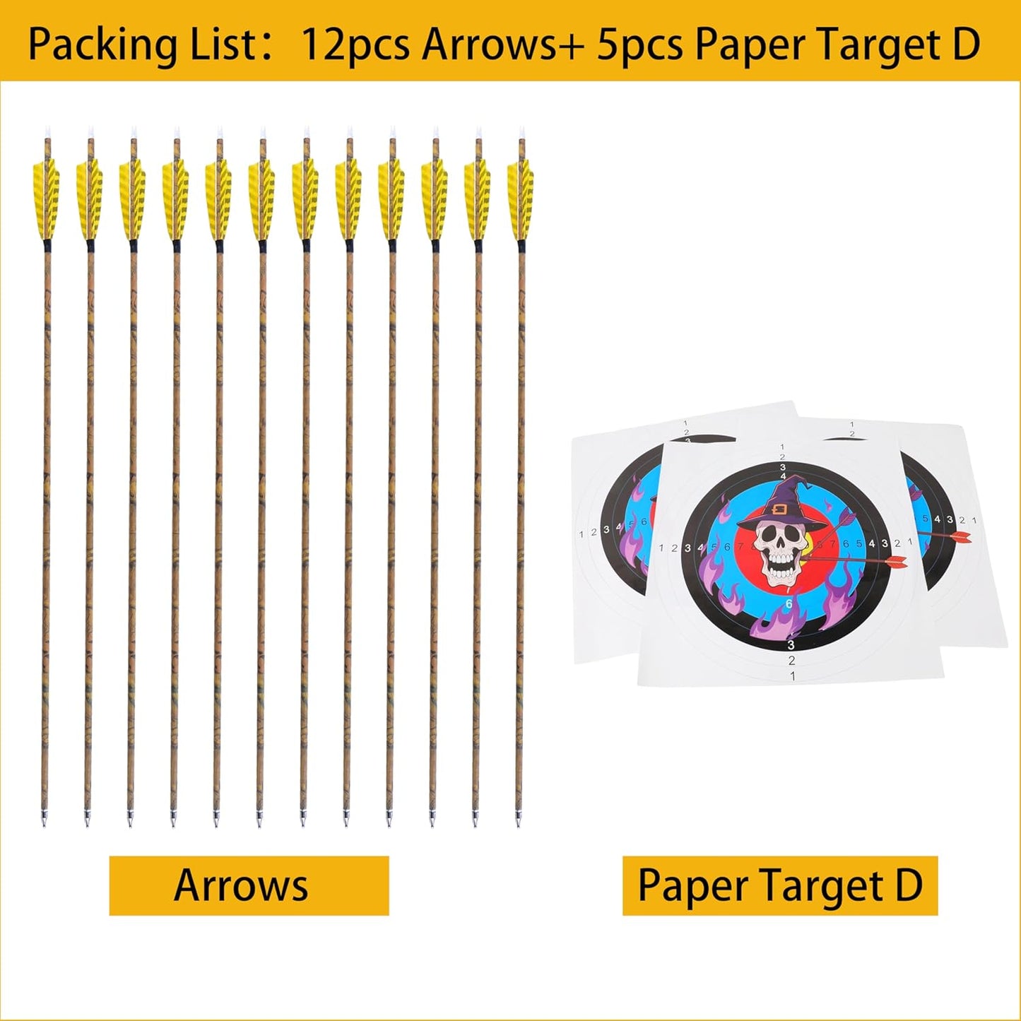 AMEYXGS Camo Carbon Arrow 30 Inch Practice Hunting Arrow Spine 500 with 4 Inch Turkey Feathers for Traditional Recurve Compound Bows