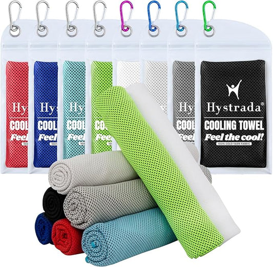 8 Packs Cooling Towel (40 x 12), Ice Towel, Microfiber, Soft Breathable Chilly Towel Stay Cool for Yoga, Workout, Sport, Gym, Camping, Fitness, Running, Workout & More Activities - Multicolor-FlexoryFit