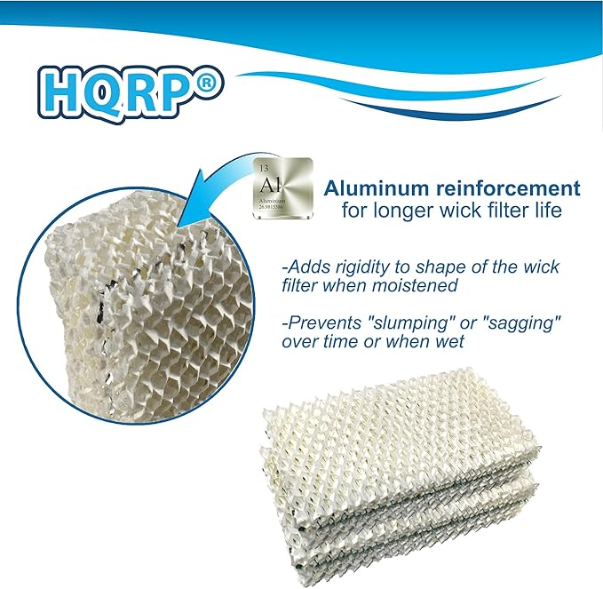 HQRP 2-pack Humidifier Wick Filter Replacement for Sears Kenmore 14909, 14912, 32-14912, 42-14912, Emerson Essick Air AIRCARE HDC-2R & HDC-411, BestAir E2R