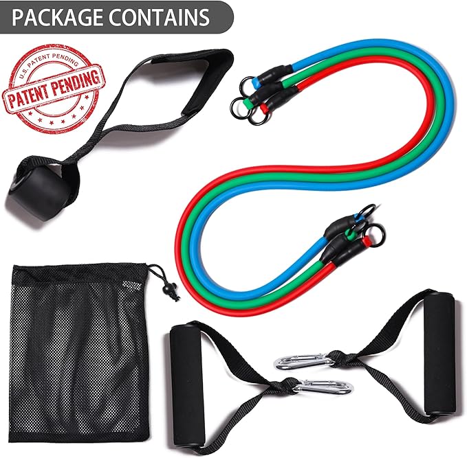 Resistance Bands with Handles for Working Out Women and Men, Exercise Bands with Door Anchor, Stretch Bands for Home Workouts, Simple Guide Included-FlexoryFit