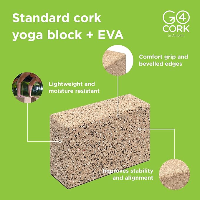 Go4Cork Cork Yoga Block for Yoga, Pilates & Meditation | Non-Slip, Hypoallergenic, Sustainable, Non-Toxic Yoga Block-FlexoryFit