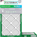 Filterbuy 18x30x1 Air Filter MERV 8 (MPR 700) Dust Defense Replacement (2-Pack), Electrostatic Pleated HVAC AC Furnace Filters, Made in USA (Actual Size: 17.75 x 29.75 x 0.75)