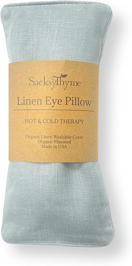 Organic Linen Eye Pillow - Lavender & Flaxseed for Relaxation, Yoga, Stress Relief - Microwavable Heating Pad & Cool Compress - Made in USA - Gifts for Meditation-FlexoryFit
