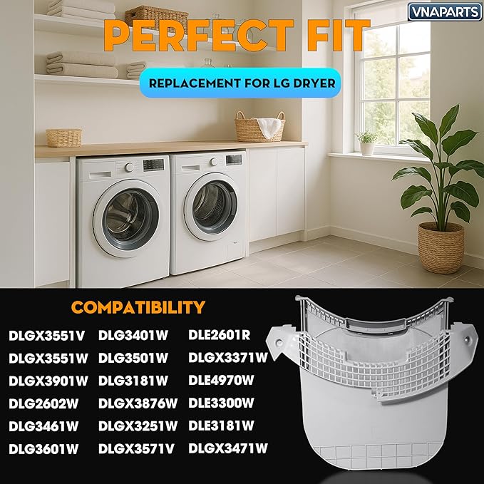 DLGX3551V DLGX3551W DLGX3901W DLG2602W DLG3461W DLG3601W DLG3401W DLG3501W DLG3181W Dryer Lint Filter Screen Trap Replace For LG DLGX3876W DLGX3251W DLGX3571V DLGX3471W DLGX3471V & Housing Guide Cover